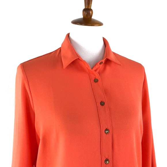 Marsel Orange Lace Back Peplum Hem Blouse - Picture 2 of 7